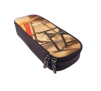 ULKMFFCF Beach Chair Scenes Printed Pencil Case Pen Bag - PU Leather Students Stationery Pouch Pencil Box with Zipper for School Office Travel and Makeup