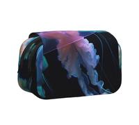 ULKMFFCF Beautiful Jellyfish Print Double Layer Pencil Case Flip Pen Pouch Organizer for Students, School Supplies, Travel Organizer
