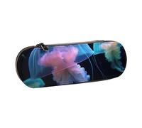 ULKMFFCF Beautiful Jellyfish Printed Hard Shell Pencil Case Pen Bag - PU Leather Students Stationery Pouch Pencil Box for School Office Travel and Makeup