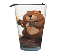 ULKMFFCF Beaver Working Printed Standing Telescopic Pencil Case - Cute School Pencil Pouch, Makeup Bag, Cosmetic Bag, Pen Holder