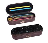 ULKMFFCF Black Glitter Printed Hard Shell Pencil Case Pen Bag - Pu Leather Students Stationery Pouch Pencil Box with Zipper for School Office Travel and Makeup