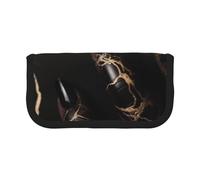 ULKMFFCF Black Rose Gold Marble Printed Canvas Pencil Case - Large Capacity School Office Organizer Pen Bag Cosmetic Bag