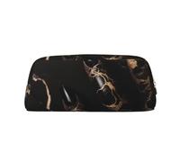 ULKMFFCF Black Rose Gold Marble Printed Leather Pencil Case for Students Girls Boys - Cute Gold Zip Pen Pencil Pouch Office School Adult Stationary Organiser Makeup Bag