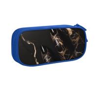 ULKMFFCF Black Rose Gold Marble Printed Pencil Case Pen Bag,Blue - Cute Students Stationery Pouch Pencil Box with Zipper for School Office Travel and Makeup