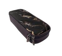 ULKMFFCF Black Rose Gold Marble Printed Pencil Case Pen Bag - PU Leather Students Stationery Pouch Pencil Box with Zipper for School Office Travel and Makeup