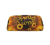 ULKMFFCF Blessed to Be Called Nana Sunflower Printed Leather Pencil Case for Students Girls Boys - Cute Silver Zip Pen Pencil Pouch Office School Adult Stationary Organiser Makeup Bag