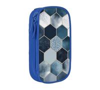 ULKMFFCF Blue Hexagons and Diamonds Printed Cute Pencil Case Pen Bag,Blue - Large Capacity Students Stationery Pouch Pencil Box for School Office Travel Makeup