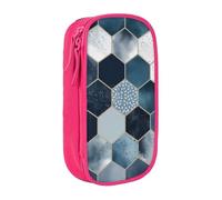 ULKMFFCF Blue Hexagons and Diamonds Printed Cute Pencil Case Pen Bag,Pink - Large Capacity Students Stationery Pouch Pencil Box for School Office Travel Makeup