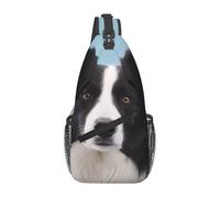 ULKMFFCF Border Collie Printed Sling Bag Crossbody Backpack for Men Women, Versatile Casual Shoulder Chest Bag for Running Hiking Cycling Travel Work