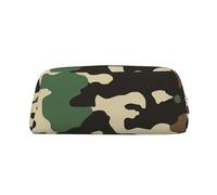 ULKMFFCF Camouflage Pattern Printed Leather Pencil Case for Students Girls Boys - Cute Gold Zip Pen Pencil Pouch Office School Adult Stationary Organiser Makeup Bag