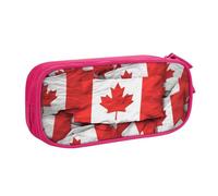 ULKMFFCF Canadian Flag Printed Pencil Case Pen Bag,Pink - Large Capacity Students Stationery Pouch Pencil Box with Zipper for School Office Travel and Makeup