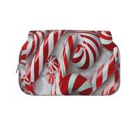 ULKMFFCF Candy Canes in Snow Print Double Layer Pencil Case Flip Pen Pouch Organizer for Students, School Supplies, Travel Organizer