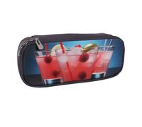 ULKMFFCF Cocktail Cup Printed Pencil Bag Pen Case for Boys Girls - PU Leather Cute Stationery Pouch Holder for School Office Travel Makeup