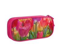 ULKMFFCF Colored Flowers Printed Pencil Case Pen Bag,Pink - Large Capacity Students Stationery Pouch Pencil Box with Zipper for School Office Travel and Makeup