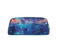 ULKMFFCF Colored Sea Dolphin Printed Leather Pencil Case for Students Girls Boys - Cute Gold Zip Pen Pencil Pouch Office School Adult Stationary Organiser Makeup Bag