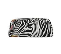ULKMFFCF Colorful Animal Zebra Printed Leather Pencil Case for Students Girls Boys - Cute Gold Zip Pen Pencil Pouch Office School Adult Stationary Organiser Makeup Bag