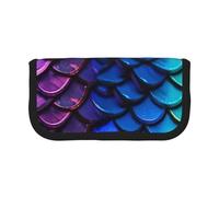 ULKMFFCF Colorful Fish Mermaid Scales Printed Canvas Pencil Case - Large Capacity School Office Organizer Pen Bag Cosmetic Bag