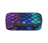ULKMFFCF Colorful Fish Mermaid Scales Printed Pencil Case with Compartments - Large Capacity Pen Case Bag Pouch Holder Makeup Bag for School, Office, Travel