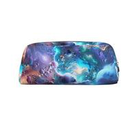 ULKMFFCF Colorful Graphics Universe Space Printed Leather Pencil Case for Students Girls Boys - Cute Gold Zip Pen Pencil Pouch Office School Adult Stationary Organiser Makeup Bag