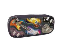 ULKMFFCF Colorful Guitars Printed Pencil Case Pen Bag - Pu Leather Students Stationery Pouch Pencil Box with Zipper for School Office Travel and Makeup