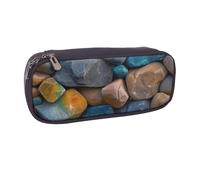 ULKMFFCF Colorful Stone Printed Pencil Bag Pen Case for Boys Girls - PU Leather Cute Stationery Pouch Holder for School Office Travel Makeup