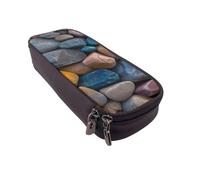ULKMFFCF Colorful Stone Printed Pencil Case Pen Bag - PU Leather Students Stationery Pouch Pencil Box with Zipper for School Office Travel and Makeup