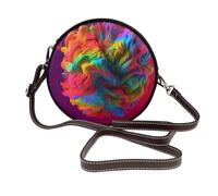 ULKMFFCF colorful thing Printed Round Shoulder Bag for Women Girls Leather Crossbody Purse for School Work Travel