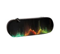 ULKMFFCF Cool Music Sound Wave Printed Hard Shell Pencil Case Pen Bag - PU Leather Students Stationery Pouch Pencil Box for School Office Travel and Makeup