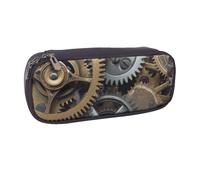 ULKMFFCF Cool Steampunk Gears Printed Pencil Bag Pen Case for Boys Girls - PU Leather Cute Stationery Pouch Holder for School Office Travel Makeup