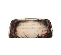 ULKMFFCF Crown of Thorns Art Printed Leather Pencil Case for Students Girls Boys - Cute Silver Zip Pen Pencil Pouch Office School Adult Stationary Organiser Makeup Bag