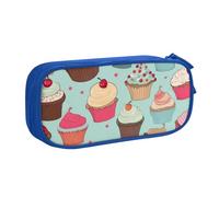 ULKMFFCF Cupcake Pattern Printed Pencil Case Pen Bag,Blue - Large Capacity Students Stationery Pouch Pencil Box with Zipper for School Office Travel and Makeup