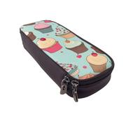 ULKMFFCF Cupcake Pattern Printed Pencil Case Pen Bag - Pu Leather Students Stationery Pouch Pencil Box with Zipper for School Office Travel and Makeup