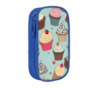 ULKMFFCF Cupcake Pattern Printed Students Pencil Case Pen Bag,Blue - Large Capacity Stationery Pouch Pencil Box with Zipper for School Office Travel and Makeup