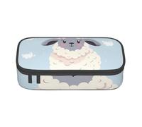 ULKMFFCF Cute Cartoon Sheep Printed Pencil Case with Compartments - Large Capacity Pen Case Bag Pouch Holder Makeup Bag for School, Office, Travel