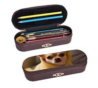 ULKMFFCF Cute Depressed Chihuahua Printed Hard Shell Pencil Case Pen Bag - Pu Leather Students Stationery Pouch Pencil Box with Zipper for School Office Travel and Makeup