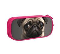 ULKMFFCF Cute Pretty Pug Dog Printed Pencil Case Pen Bag,Pink - Large Capacity Students Stationery Pouch Pencil Box with Zipper for School Office Travel and Makeup