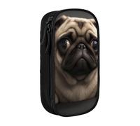 ULKMFFCF Cute Pretty Pug Dog Printed Students Pencil Case Pen Bag,Black - Large Capacity Stationery Pouch Pencil Box with Zipper for School Office Travel and Makeup