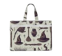 ULKMFFCF Different Witch Equipment Printed Canvas Document Bag Zipper File Tote Bag Handbag Briefcase with Handle for School Office Travel