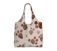 ULKMFFCF Dog Bones Paw Prints Printed Canvas Tote Bag for Women Reusable Handbag Shopping Shoulder Bag for School Work Travel