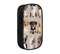 ULKMFFCF Dog Breed Printed Cute Pencil Case Pen Bag,Black - Large Capacity Students Stationery Pouch Pencil Box for School Office Travel Makeup