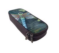 ULKMFFCF Dragonfly Painting Printed Pencil Case Pen Bag - PU Leather Students Stationery Pouch Pencil Box with Zipper for School Office Travel and Makeup
