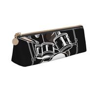 ULKMFFCF Drummer Printed Triangle Pencil Case - Cute Leather Zip Pouch for School, Office, Travel and Makeup