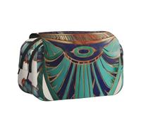ULKMFFCF Egyptian Scarab Print Double Layer Pencil Case Flip Pen Pouch Organizer for Students, School Supplies, Travel Organizer
