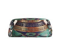 ULKMFFCF Egyptian Scarab Printed Leather Pencil Case for Students Girls Boys - Cute Gold Zip Pen Pencil Pouch Office School Adult Stationary Organiser Makeup Bag