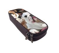 ULKMFFCF English Bulldogs Printed Pencil Case Pen Bag - PU Leather Students Stationery Pouch Pencil Box with Zipper for School Office Travel and Makeup