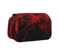 ULKMFFCF Explosion Burst Red Black Print Double Layer Pencil Case Flip Pen Pouch Organizer for Students, School Supplies, Travel Organizer