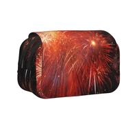 ULKMFFCF Explosion Firework 3D Print Double Layer Pencil Case Flip Pen Pouch Organizer for Students, School Supplies, Travel Organizer
