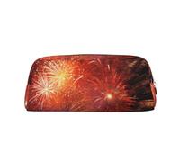 ULKMFFCF Explosion Firework 3D Printed Leather Pencil Case for Students Girls Boys - Cute Gold Zip Pen Pencil Pouch Office School Adult Stationary Organiser Makeup Bag