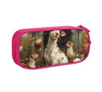 ULKMFFCF Farm Animals Printed Pencil Case Pen Bag,Pink - Large Capacity Students Stationery Pouch Pencil Box with Zipper for School Office Travel and Makeup