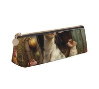 ULKMFFCF Farm Animals Printed Triangle Pencil Case - Cute Leather Zip Pouch for School, Office, Travel and Makeup